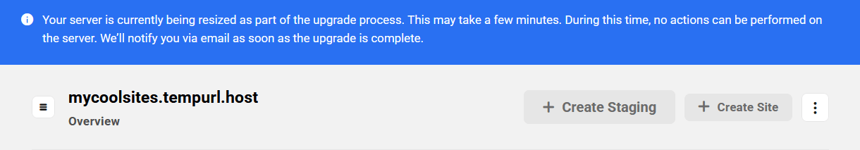 Notice when upgrading an Unlimited Hosting server