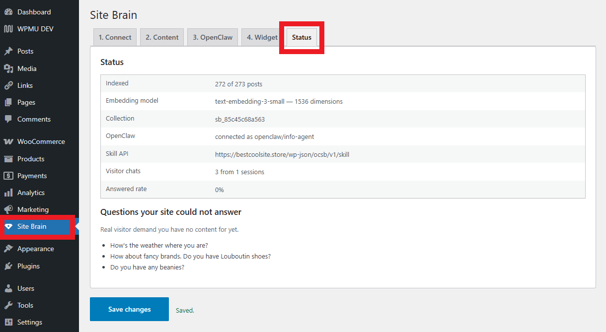Check Site Brain status